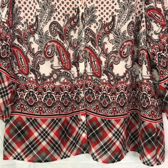 Lane Bryant Plus 3/4 Sleeve Collar V-neckline Button Up Chiffon Top Size 18/20 - Picture 4 of 10